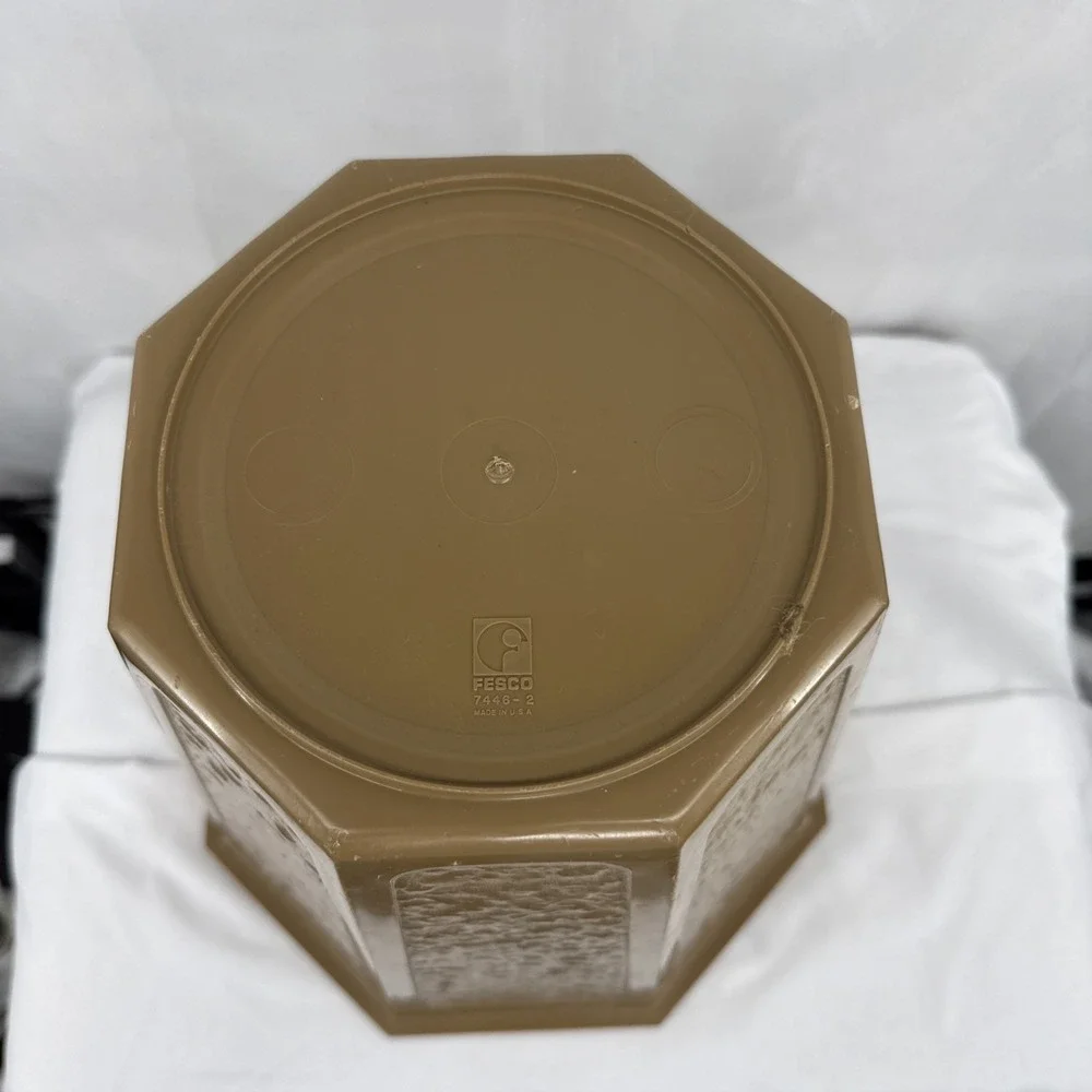 Fesco 7446-3 Octagon‎ Trash Can Waste Basket Vintage Made in USA Brown MCM